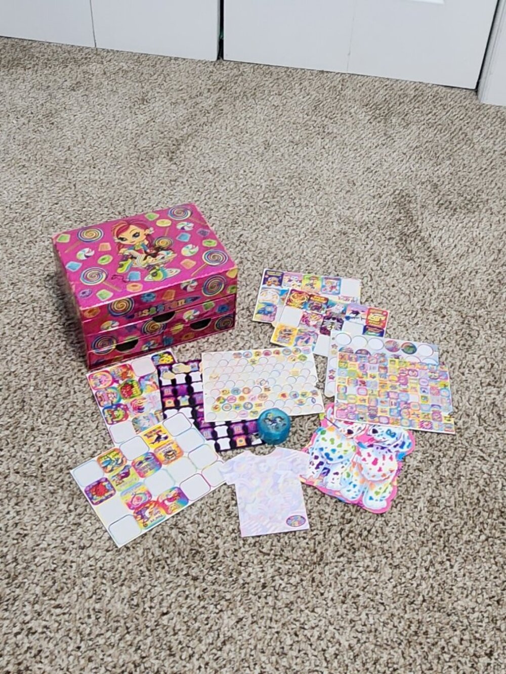 Vintage Lisa Frank Jewelry Box Pink Glitter Candy 2 Drawer Storage 90s Y2K